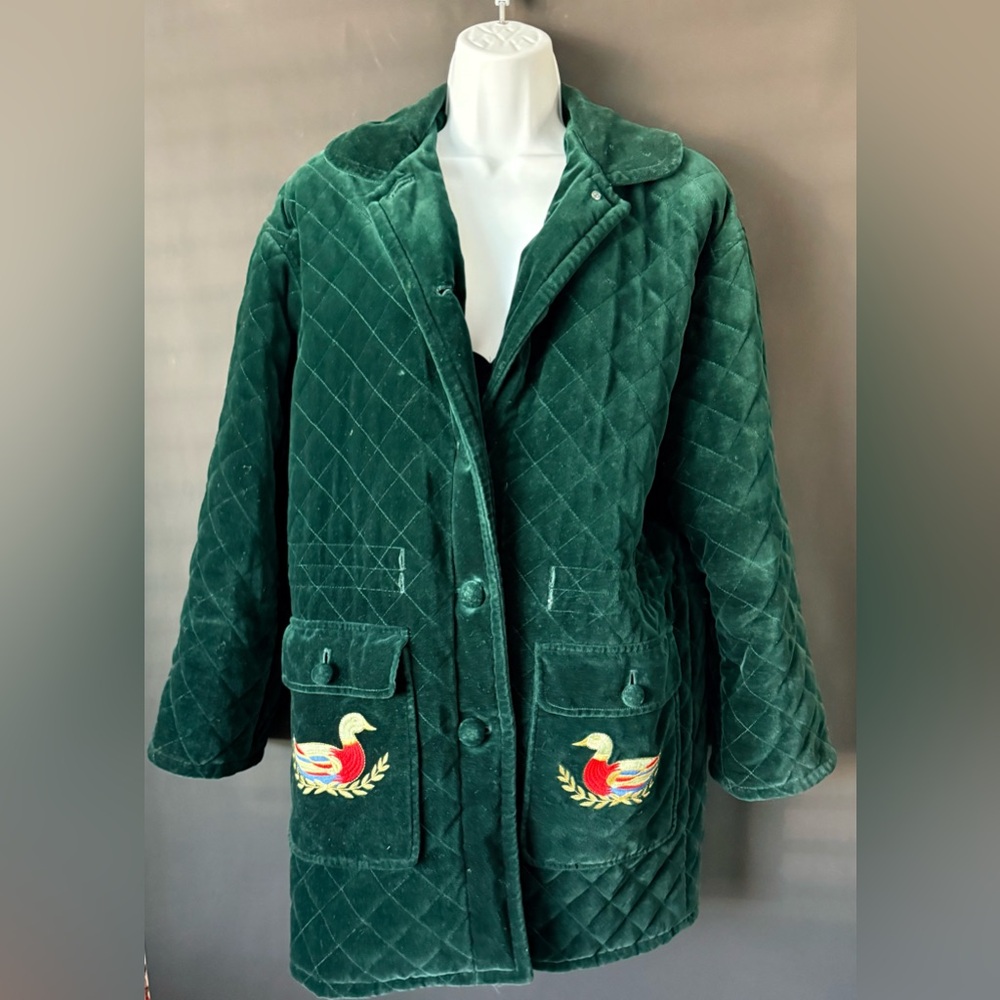 St. Sophia quilted velvet cotton jacket with embroidery large vintage